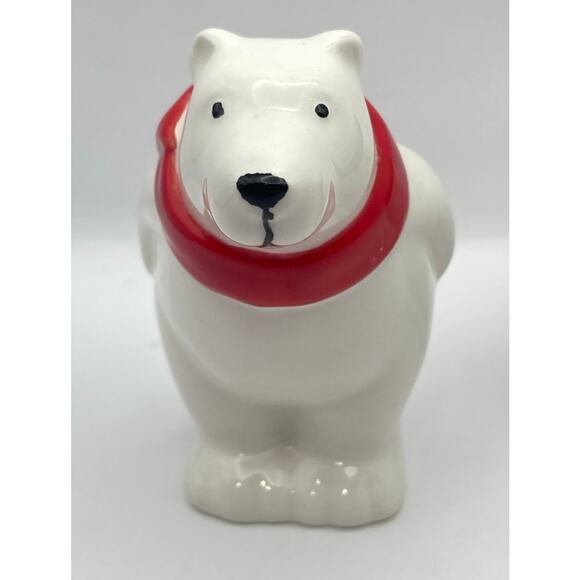 Vintage Coca-Cola Bears Salt and Pepper Shakers White Red Green 3" Tall - Picture 3 of 9